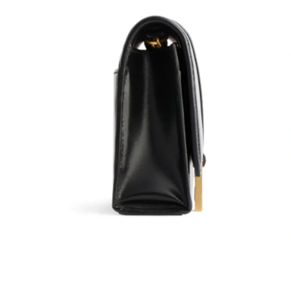 Firm Price Balenciaga Black Clutch with Gold 'B' Accent and Structured Design - Picture 3 of 7